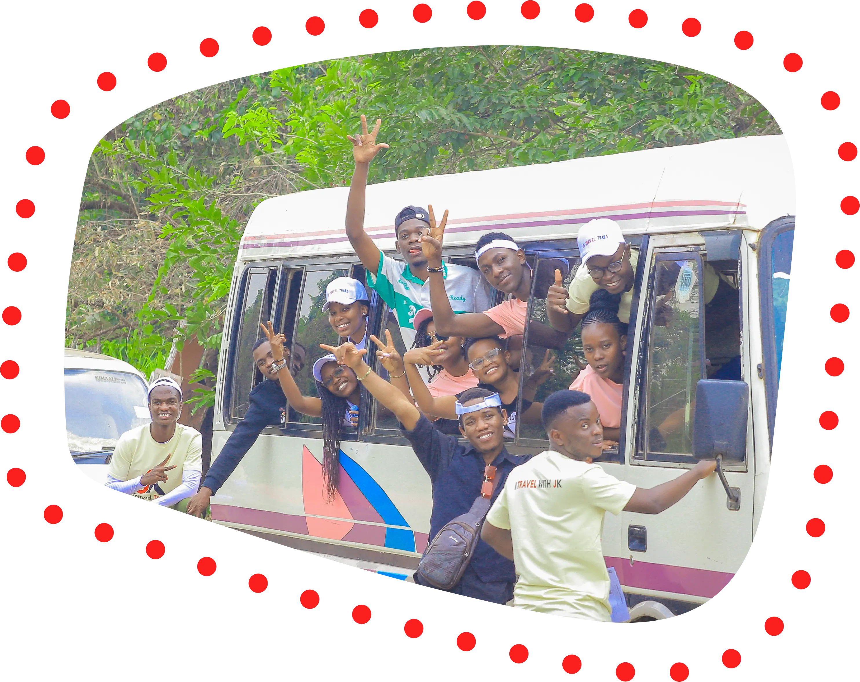 travelers in a van in murchison falls
